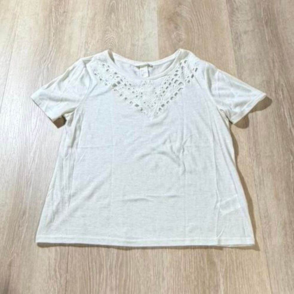 H-m Women's White and Grey T-shirt